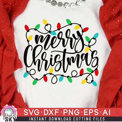 Merry Christmas Lights SVG DXF PNG EPS Cutting Files