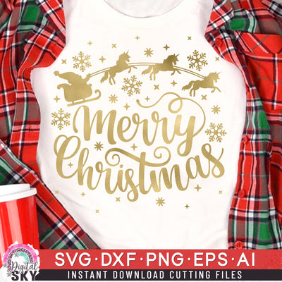 Merry Christmas Santa Unicorn SVG DXF PNG EPS Cutting Files