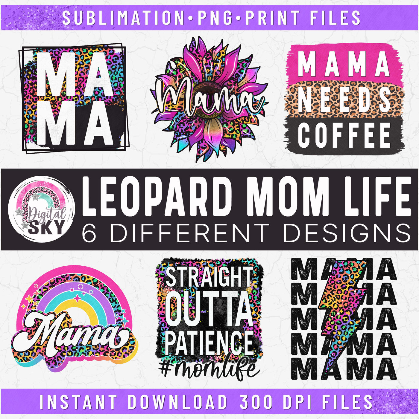 Leopard Mom Life Sublimation PNG Bundle