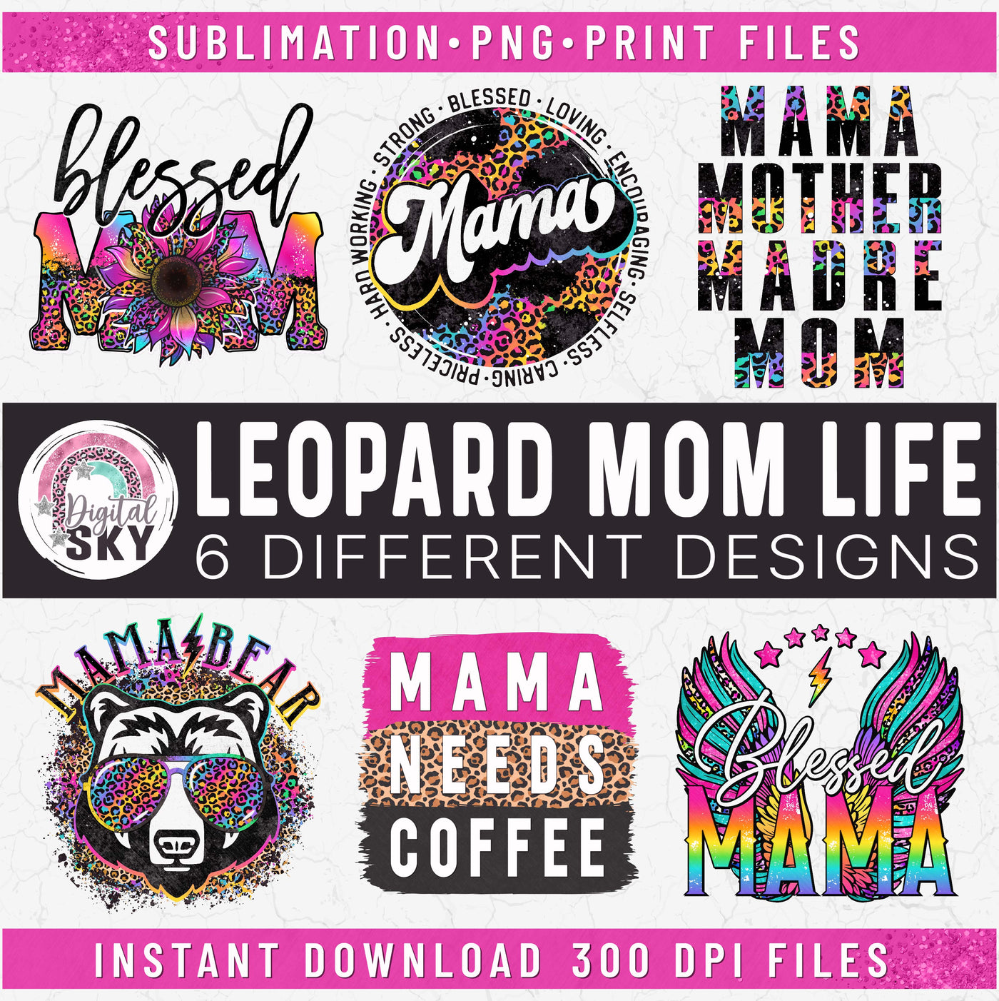 Leopard Mom Life Sublimation PNG Bundle