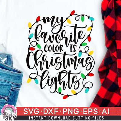 My Favorite Color Christmas Lights SVG DXF PNG EPS Cutting Files