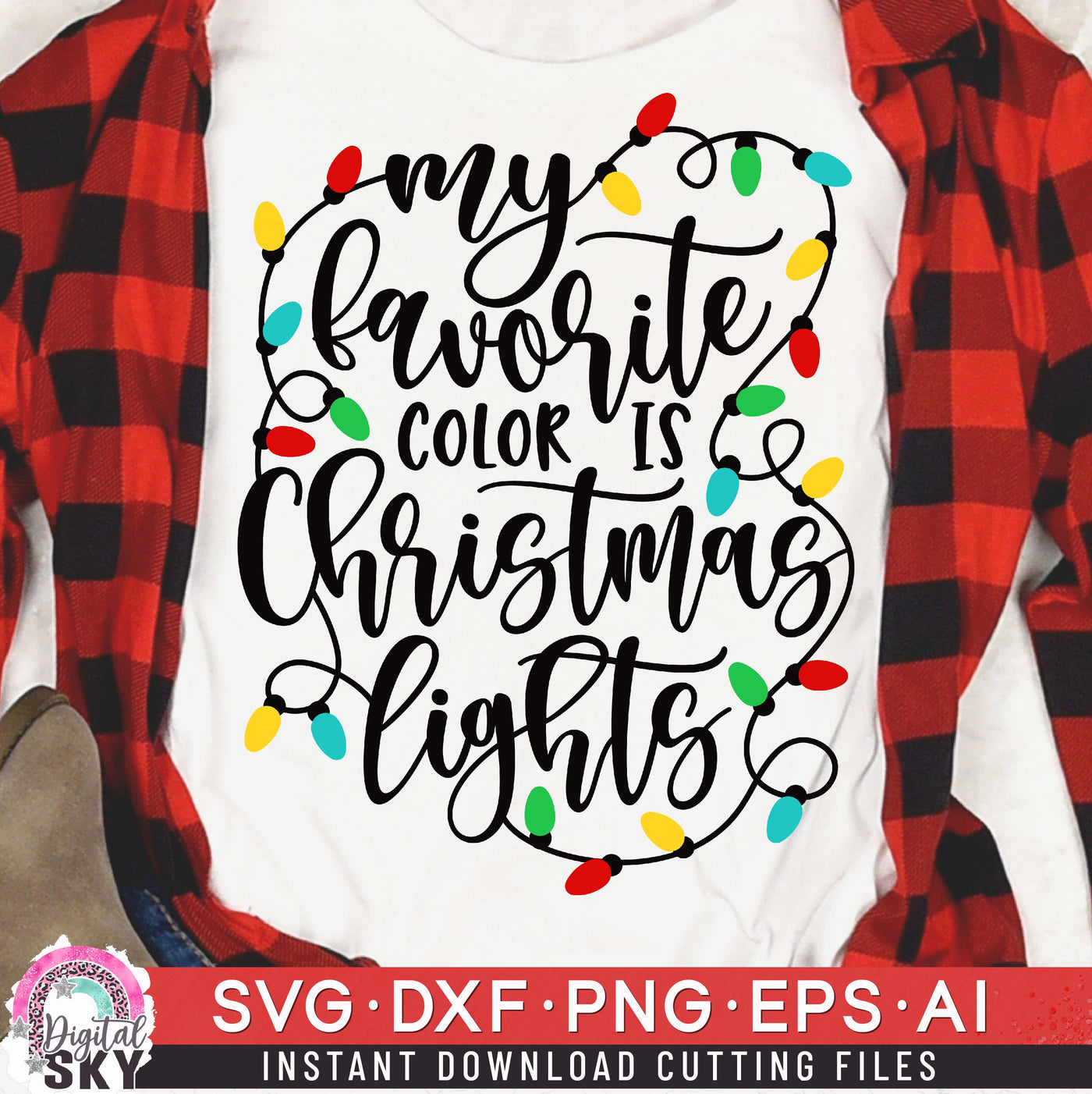 My Favorite Color Christmas Lights SVG DXF PNG EPS Cutting Files