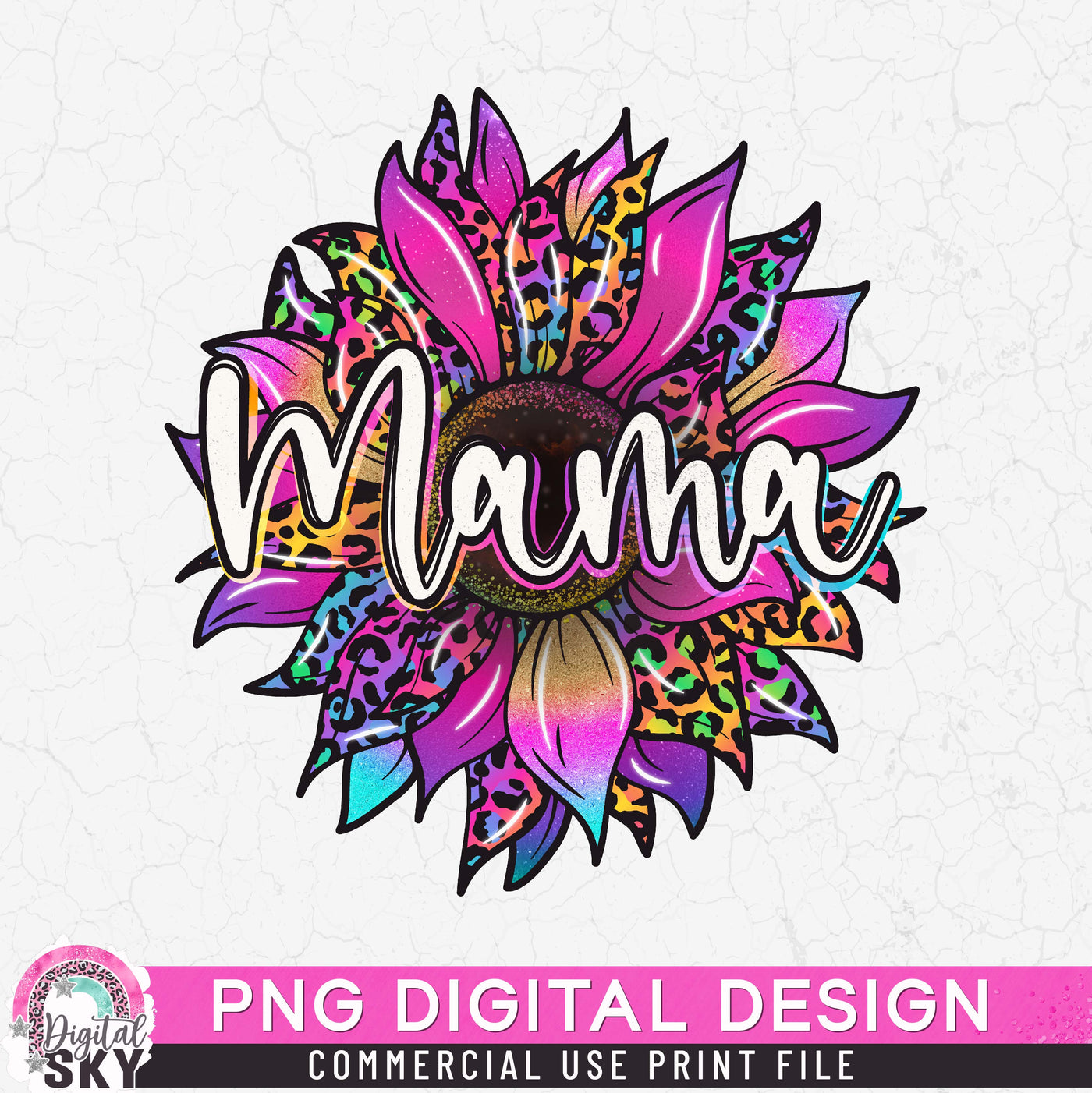 Sunflower Mama Leopard PNG Print File for Sublimation or Print