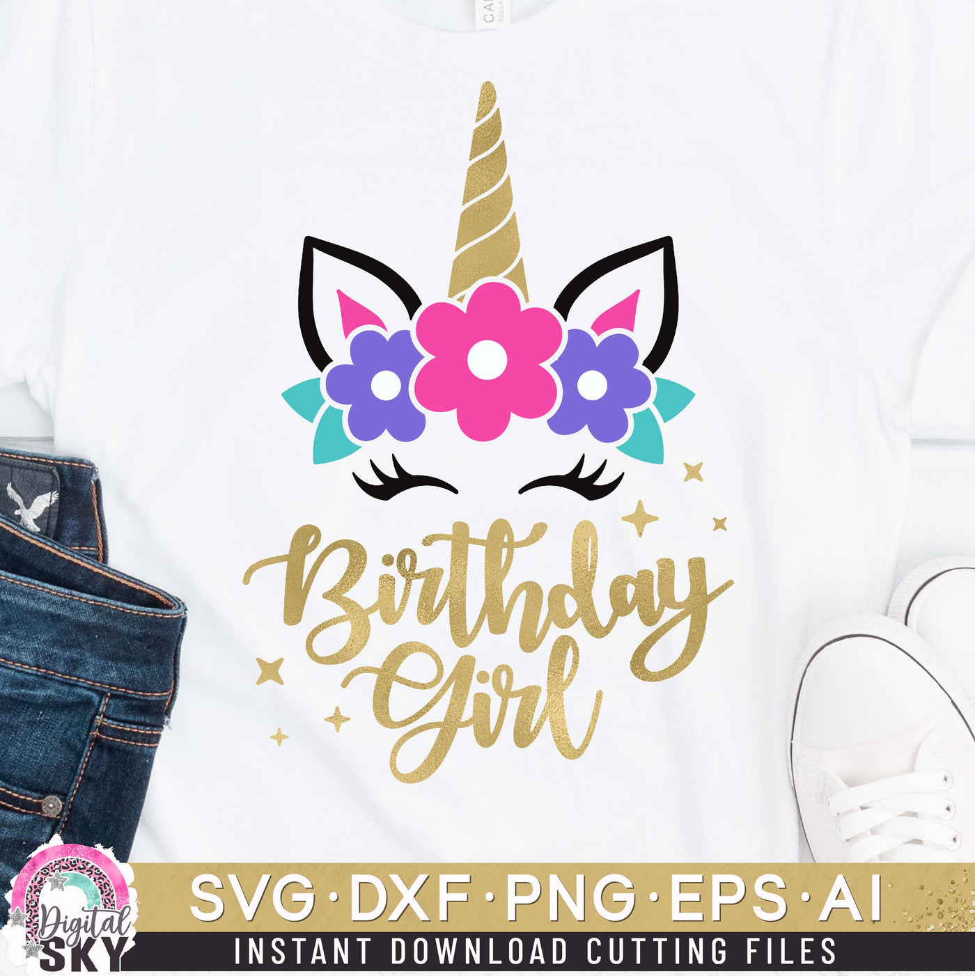 Birthday Girl Unicorn Sparkle SVG DXF PNG EPS Cutting Files