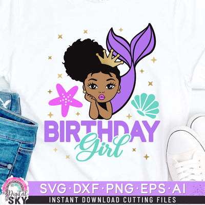 Birthday Girl Mermaid SVG DXF PNG EPS Cutting Files