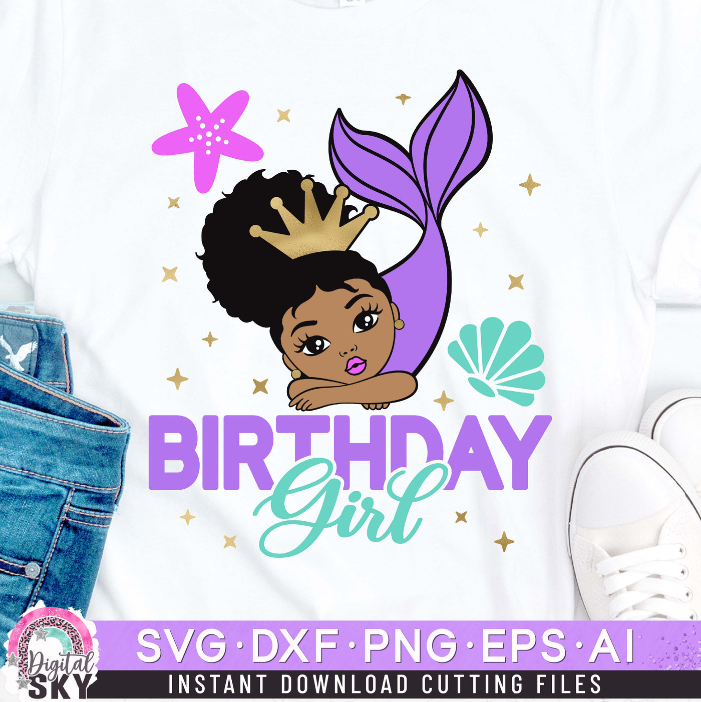 Birthday Girl Mermaid SVG DXF PNG EPS Cutting Files