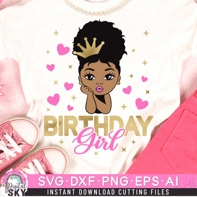 Birthday Girl Afro Puff Princess SVG DXF PNG EPS Cutting Files